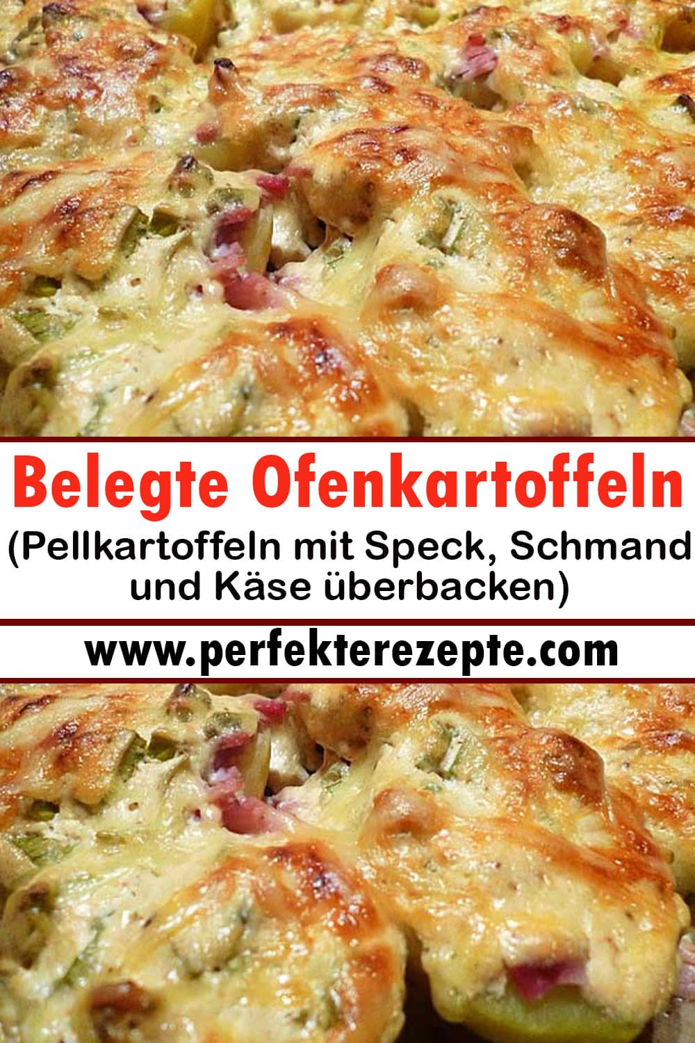 Belegte Ofenkartoffeln Rezept (Pellkartoffeln mit Speck, Schmand und Käse überbacken)