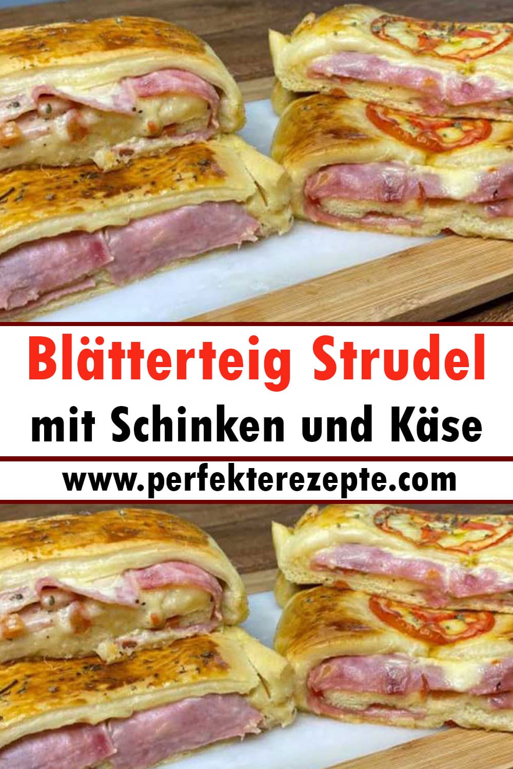 Blätterteig Strudel mit Schinken und Käse Rezept