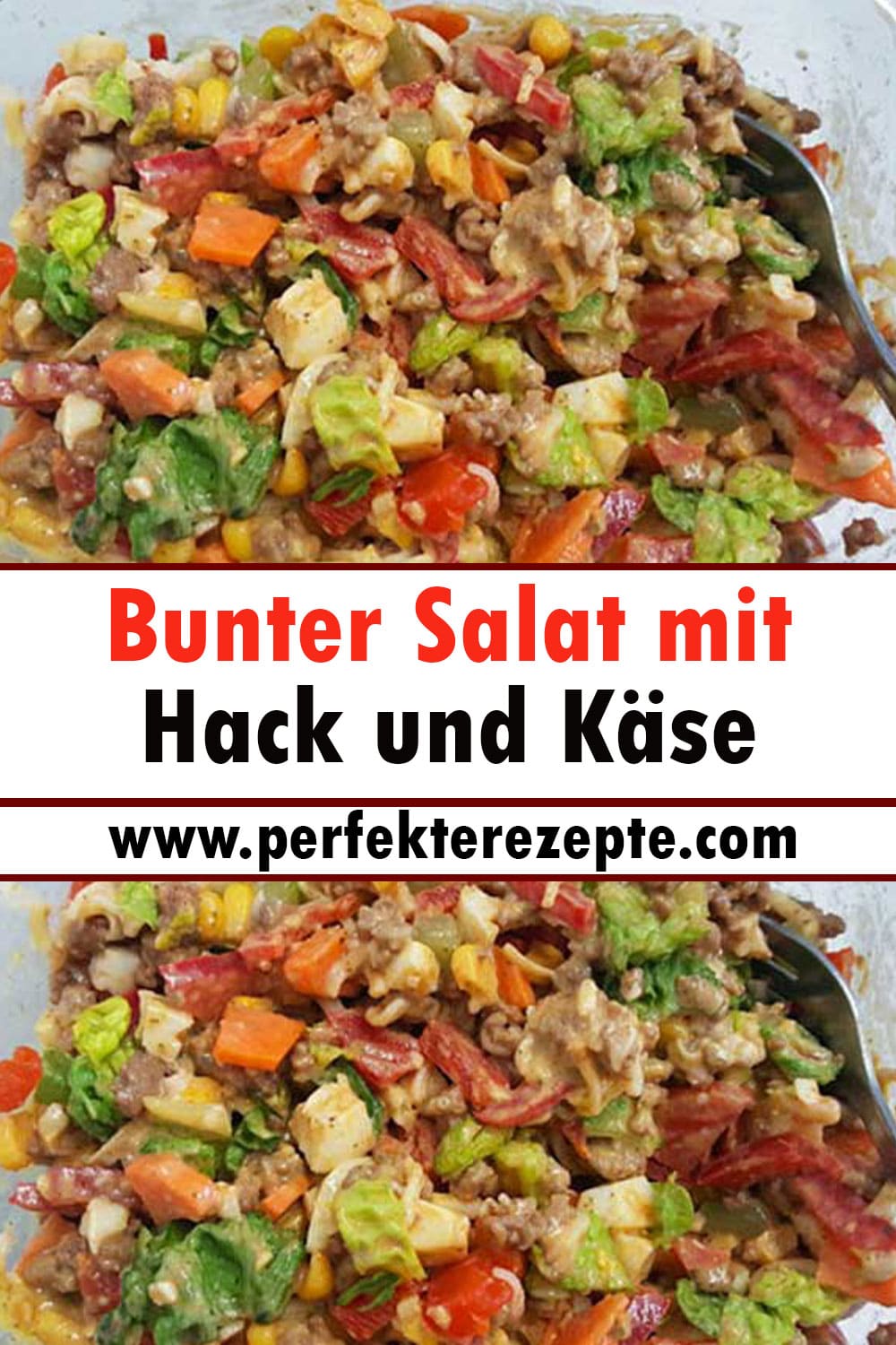 Bunter Salat mit Hack und Käse Rezept