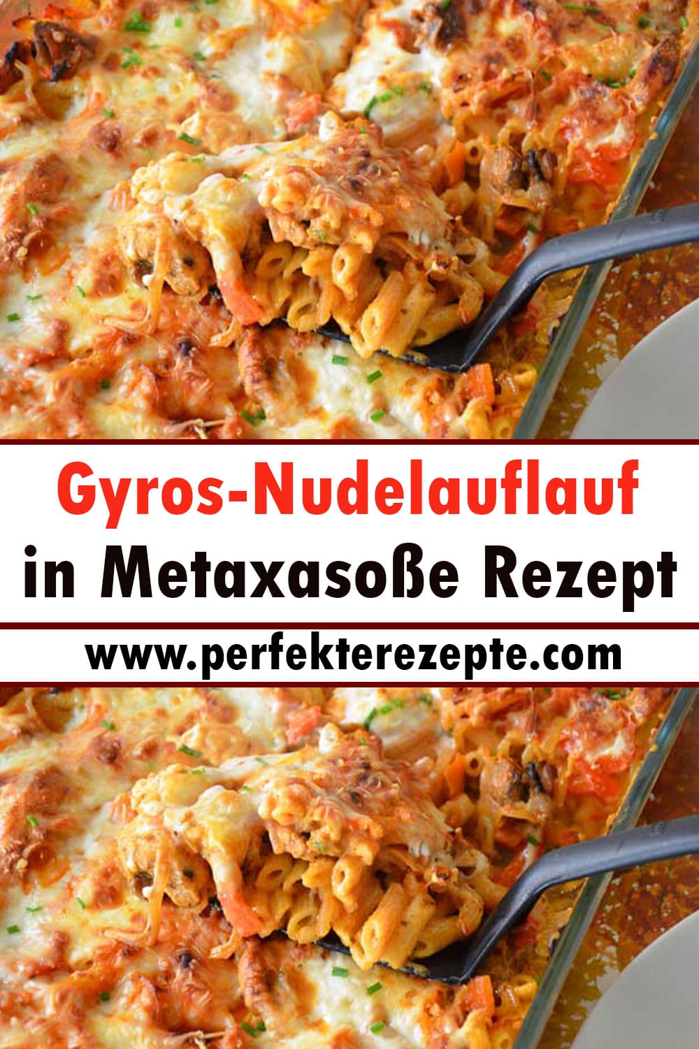 Gyros-Nudelauflauf in Metaxasoße Rezept