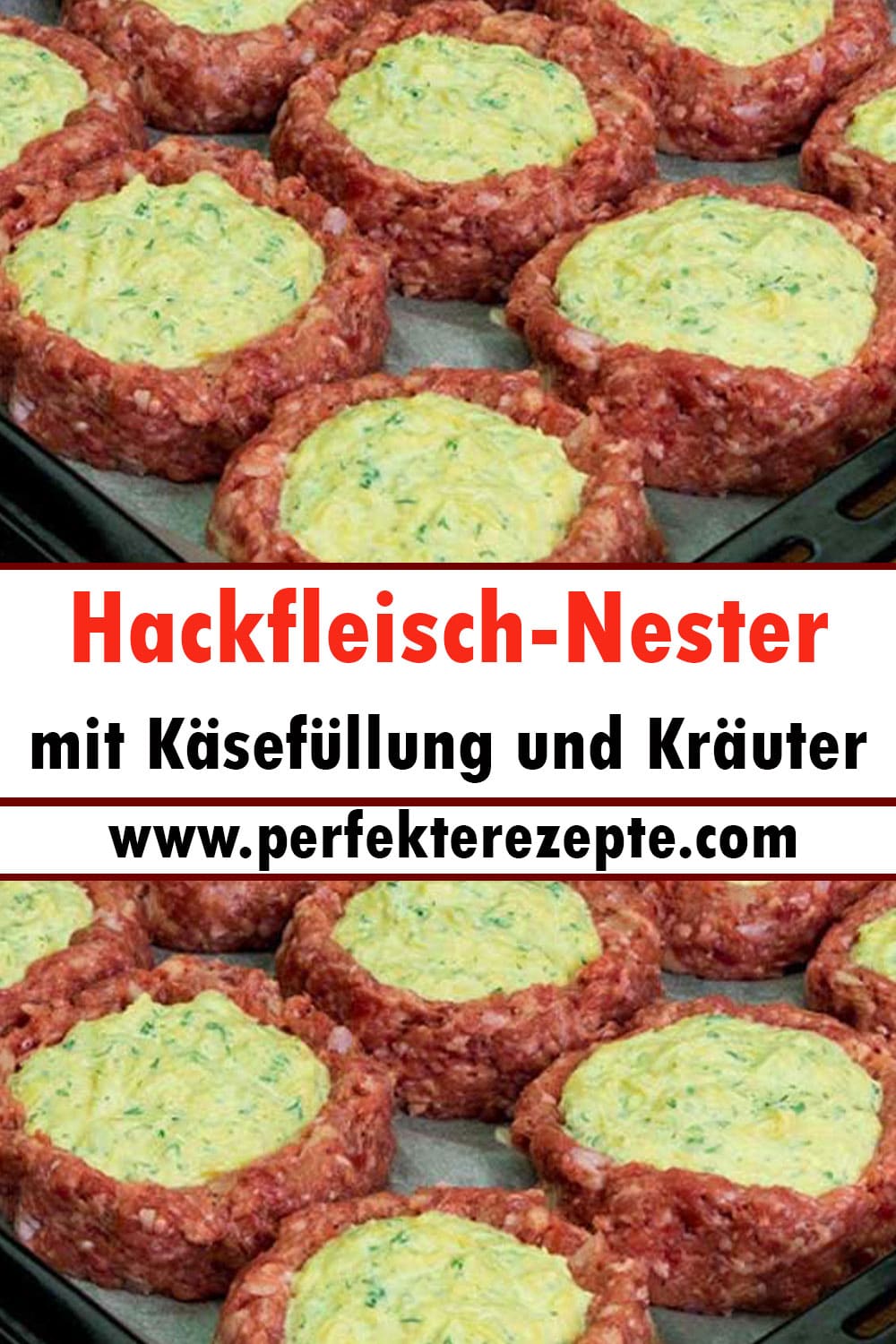 Hackfleisch-Nester mit Käsefüllung und Kräuter Rezept