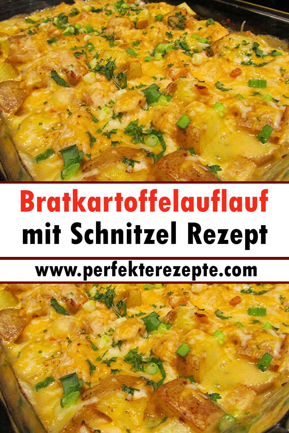 Leckere Bratkartoffelauflauf mit Schnitzel Rezept