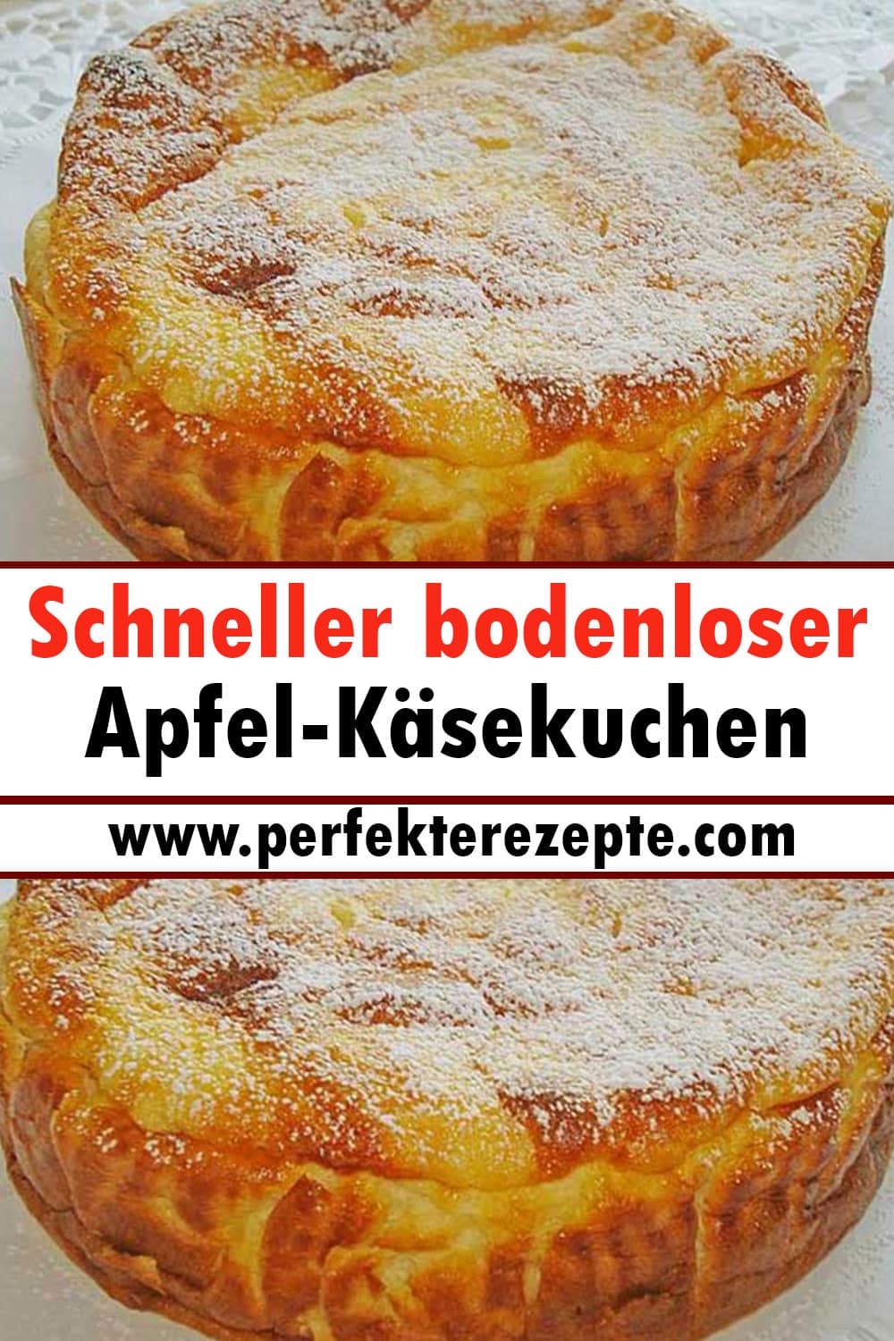 Schneller bodenloser Apfel-Käsekuchen Rezept