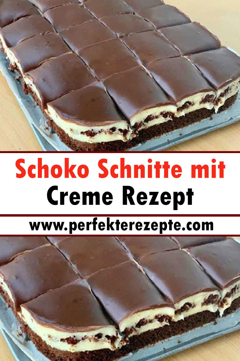 Schoko Schnitte mit Creme Rezept