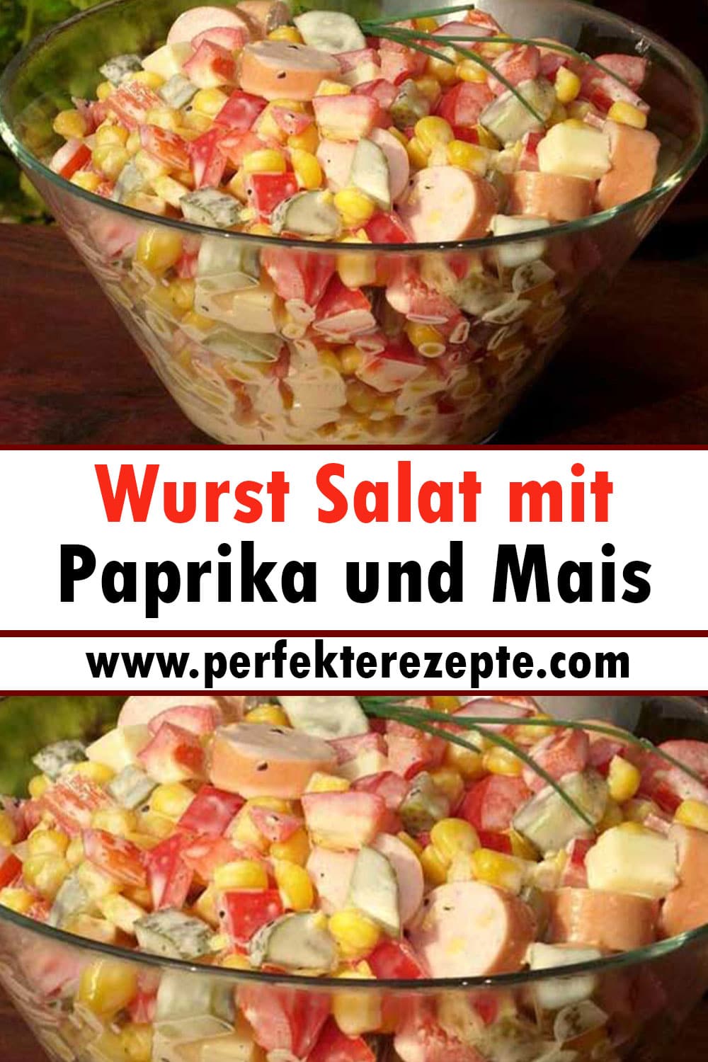 Wurst Salat mit Paprika und Mais Rezept