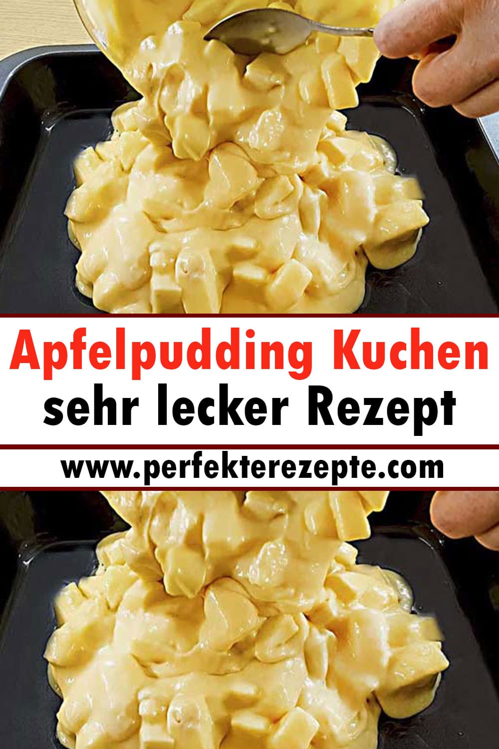 Apfelpudding Kuchen sehr lecker Rezept