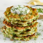 Fluffige Taler zum Eintunken: Zucchinipuffer mit Feta und Tzatziki Rezept