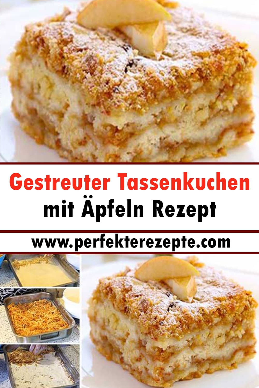 Gestreuter Tassenkuchen mit Äpfeln Rezept