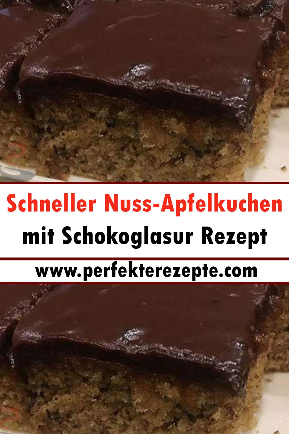 Schneller Nuss-Apfelkuchen mit Schokoglasur Rezept