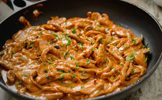 Schnitzelstreifen In Senfsahnesosse Rezept, Schnelles Abendessen