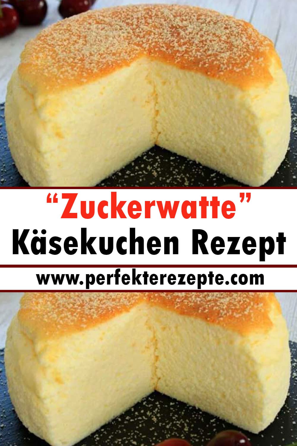 “Zuckerwatte” Käsekuchen Rezept mit nur 3 Zutaten