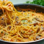 Champignons Spaghetti Rezept aus der Pfanne