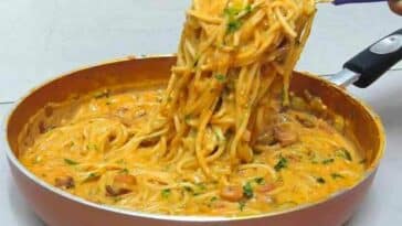 Champignons Spaghetti Rezept aus der Pfanne
