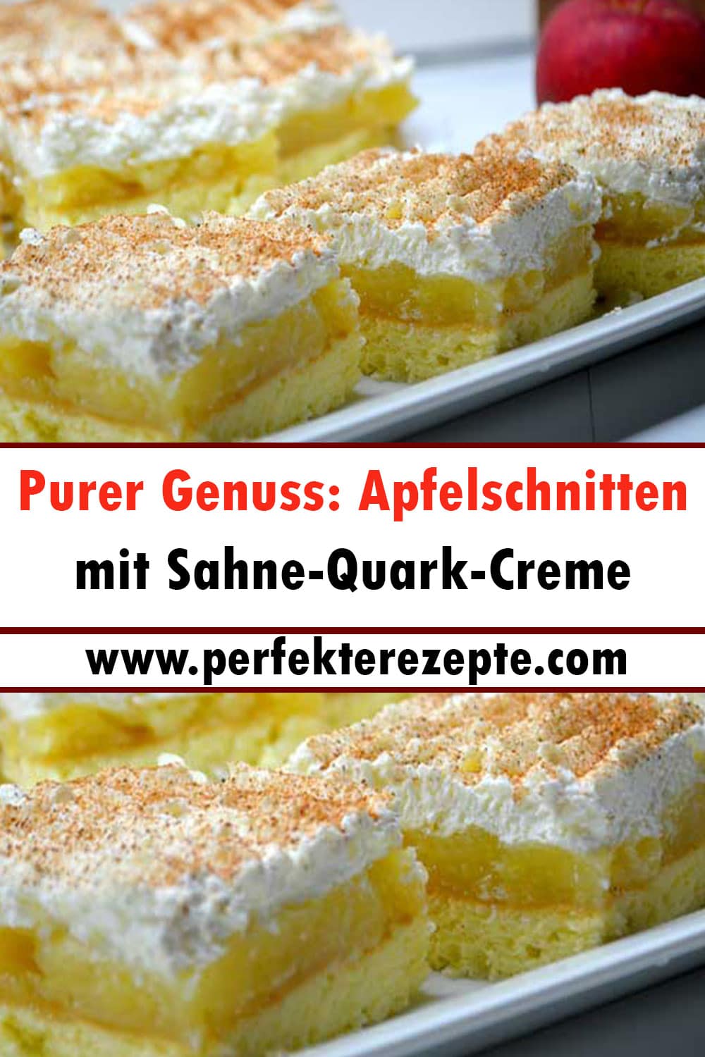 Purer Genuss: Apfelschnitten mit Sahne-Quark-Creme Rezept