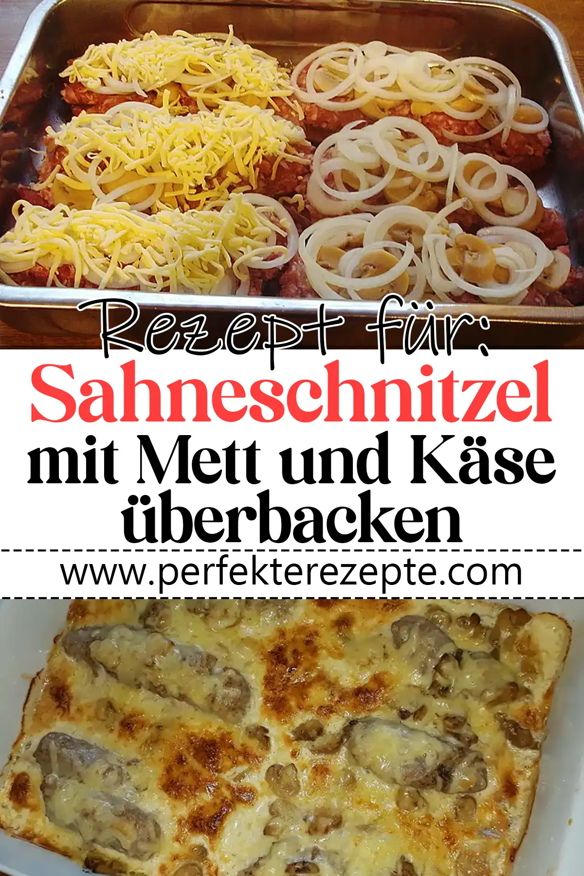 Sahneschnitzel mit Mett und Käse Rezept, überbacken