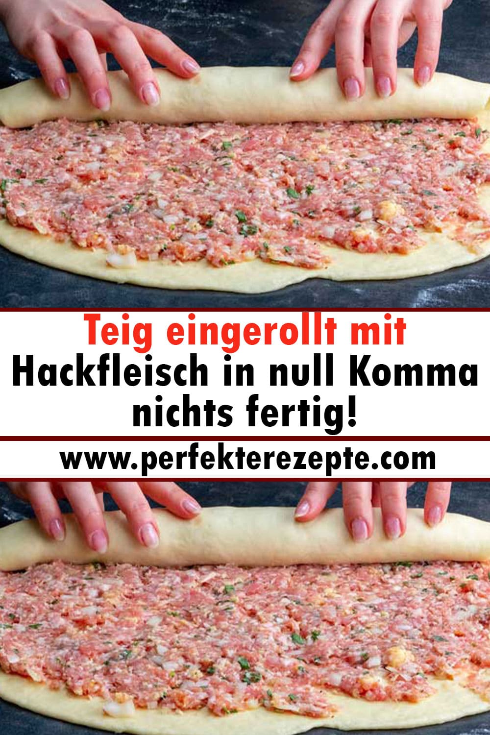 Teig eingerollt mit Hackfleisch Rezept in null Komma nichts fertig!