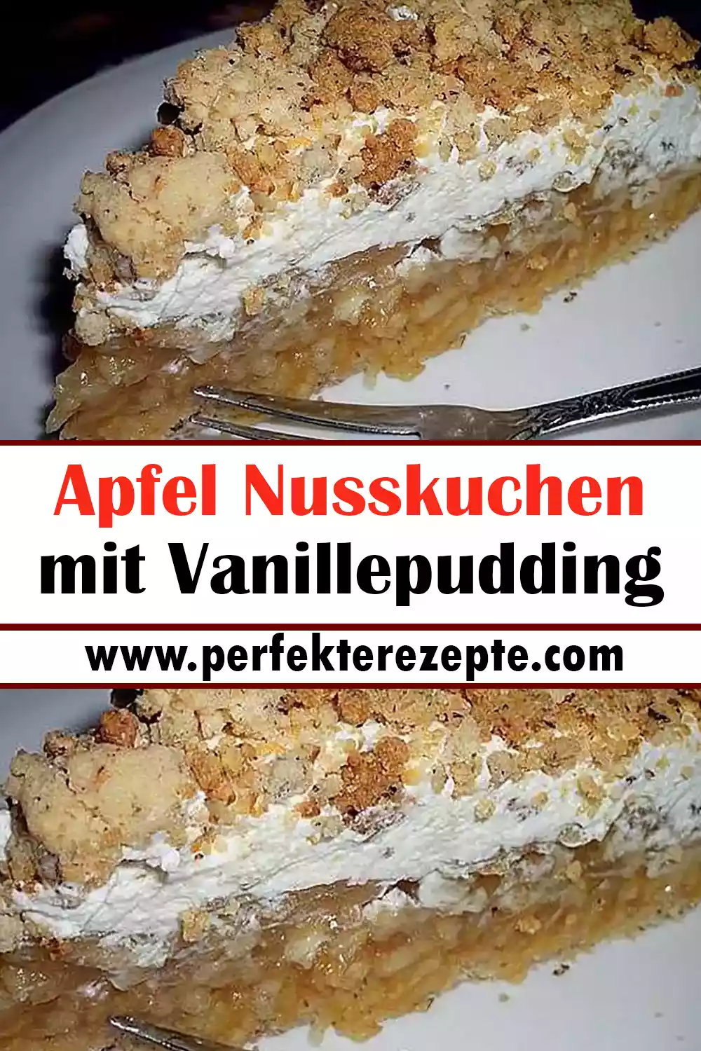 Apfel Nusskuchen mit Vanillepudding Rezept - Schnelle und Einfache Rezepte