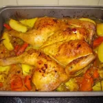 Arabisches Zitronen Knoblauch Huhn Mit Kartoffeln Und Zwiebeln Rezept