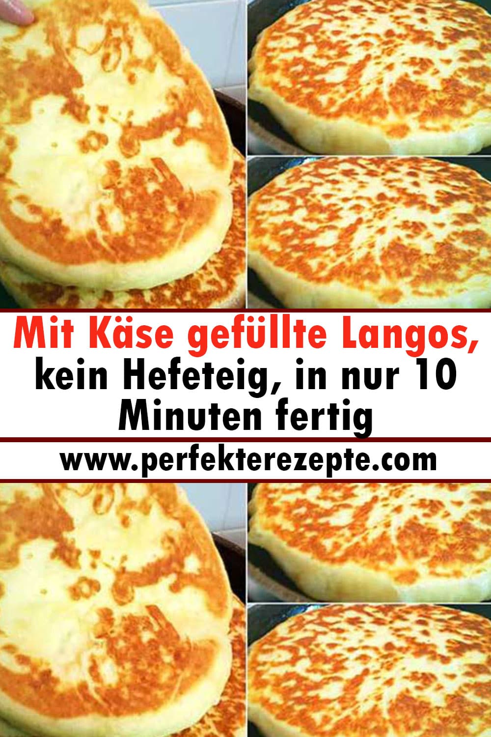 Mit Käse gefüllte Langos Rezept, kein Hefeteig, in nur 10 Minuten fertig