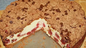 Quark Streuselkuchen mit Vanille Kirschfüllung Rezept