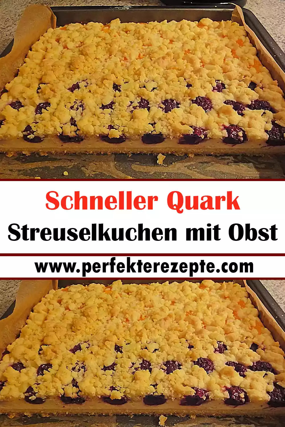 Schneller Quark-Streuselkuchen mit Obst Rezept