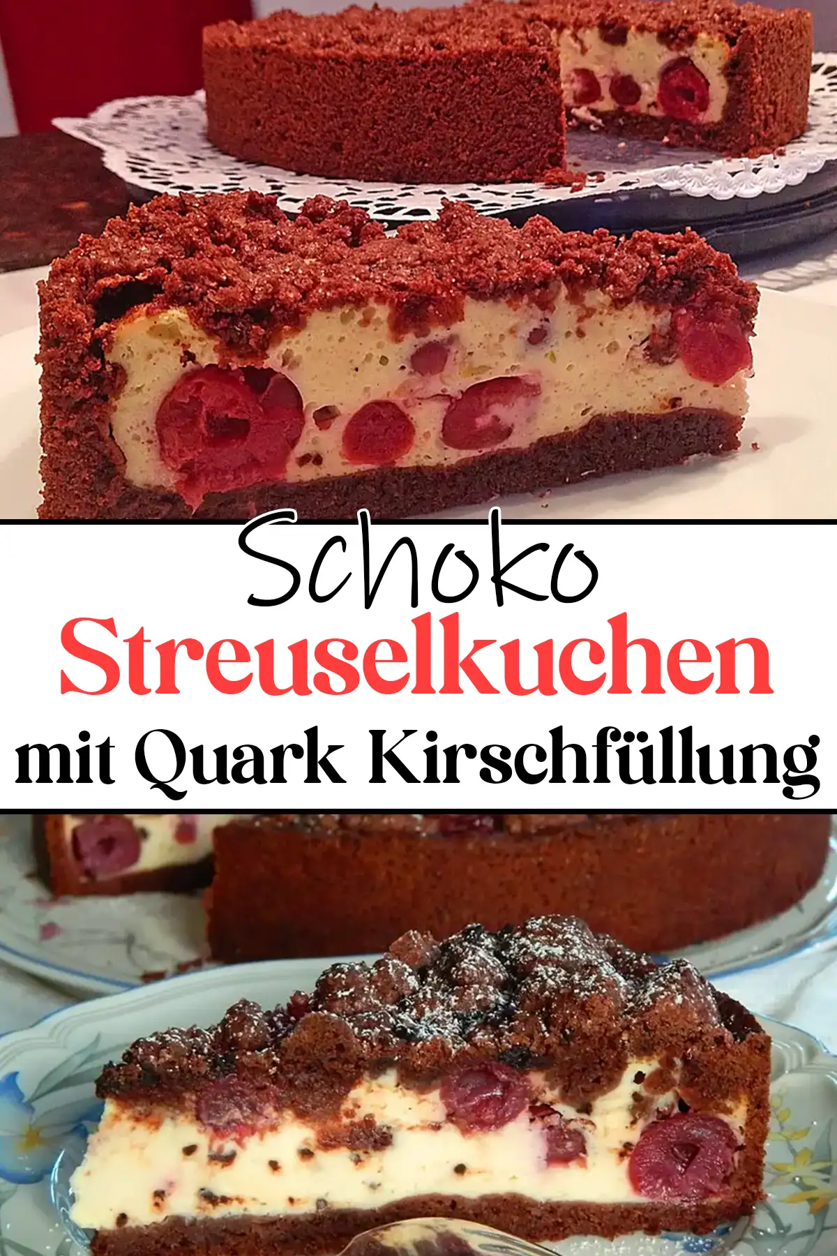 Schoko-Streuselkuchen mit Quark Kirschfüllung Rezept