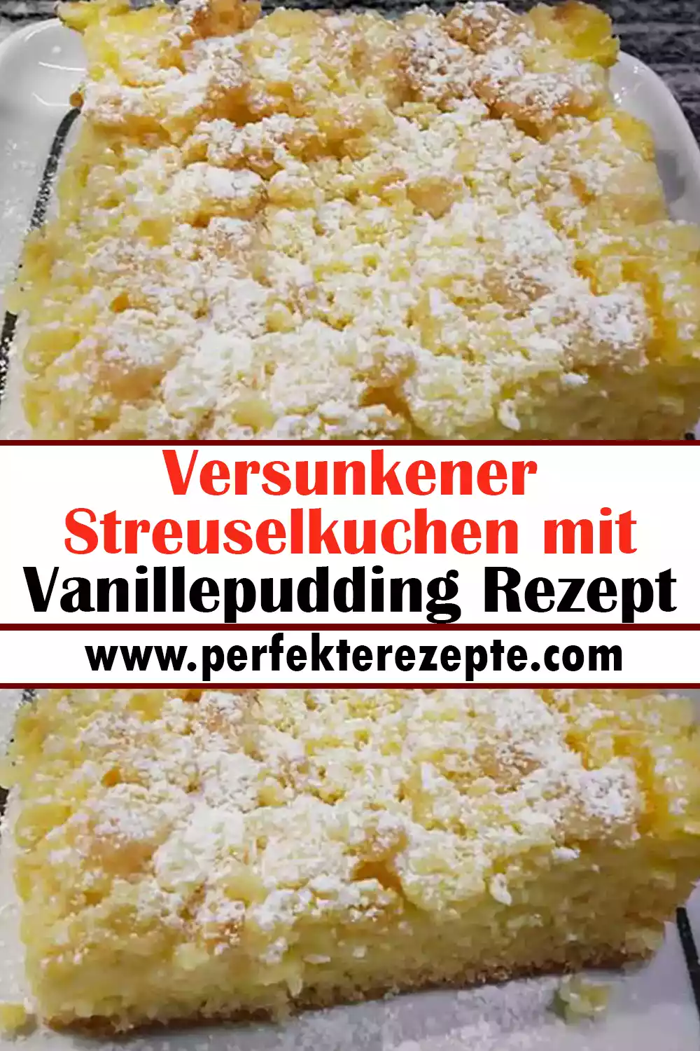 Versunkener Streuselkuchen mit Vanillepudding Rezept