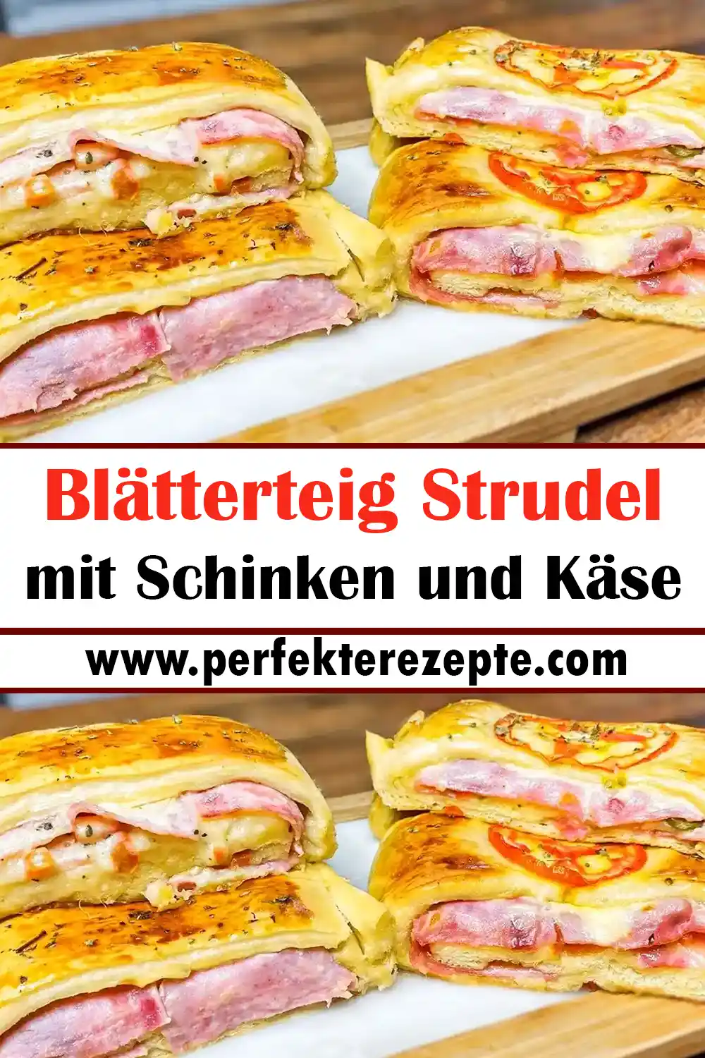 Blätterteig Strudel mit Schinken und Käse Rezept