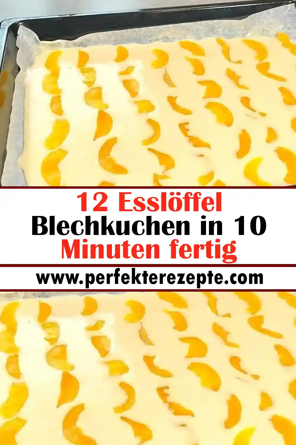 12 Esslöffel Blechkuchen in 10 Minuten fertig, inklusive Backzeit