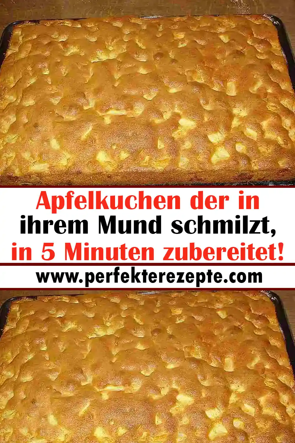 Apfelkuchen Rezept der in ihrem Mund schmilzt, in 5 Minuten zubereitet!