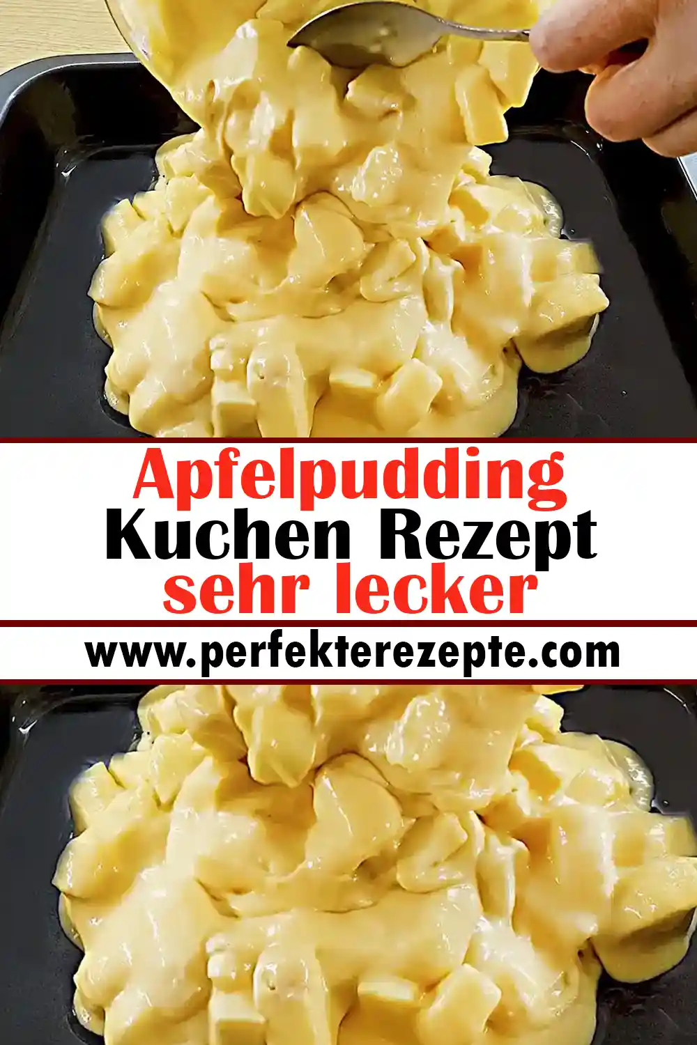 Apfelpudding Kuchen Rezept sehr lecker