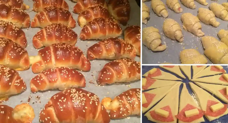 Croissants mit Salami und Käse gefüllt Rezept