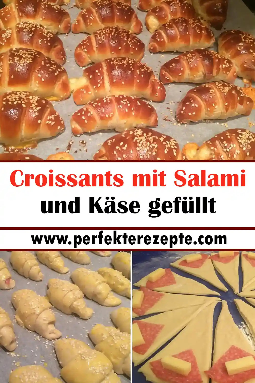 Croissants mit Salami und Käse gefüllt Rezept