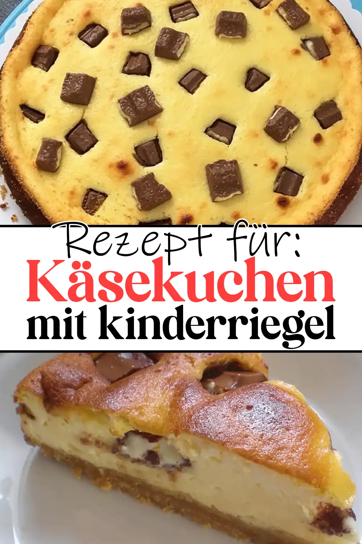 Käsekuchen mit kinderriegel und vanillepudding Rezept