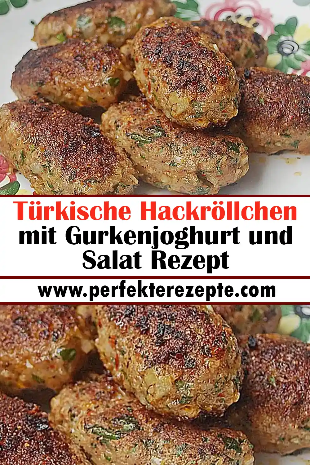 Türkische Hackröllchen mit Gurkenjoghurt und Salat Rezept