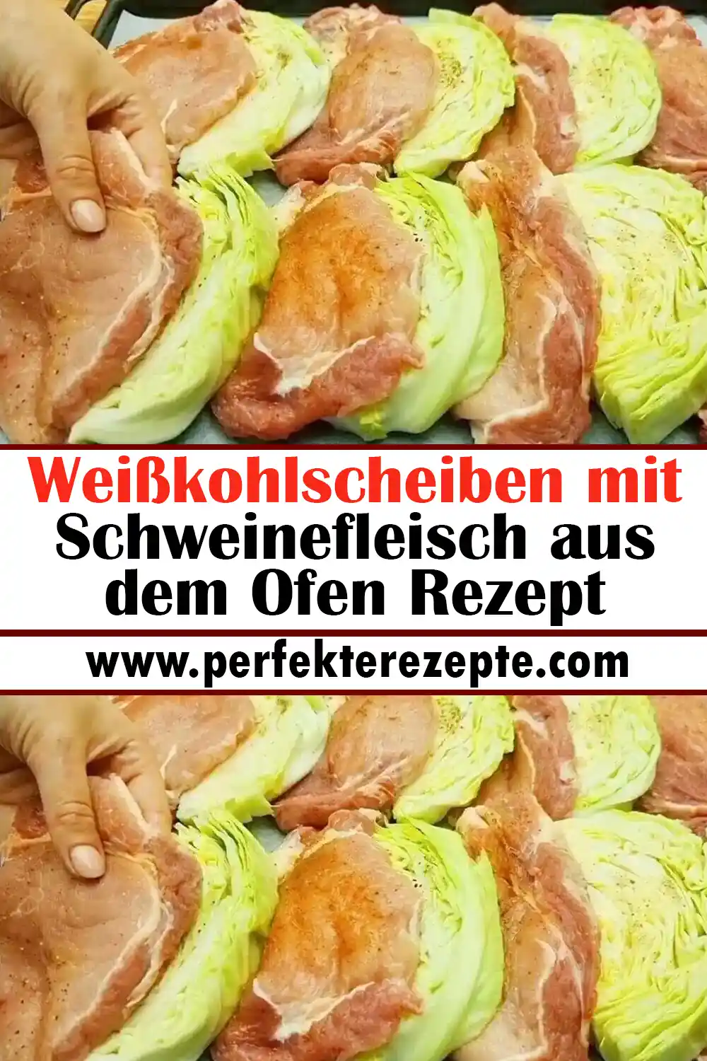 Weißkohlscheiben mit Schweinefleisch aus dem Ofen Rezept