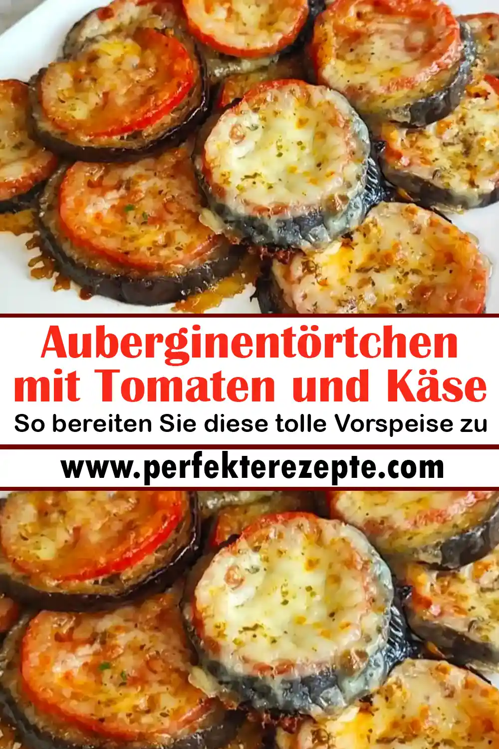Auberginentörtchen mit Tomaten und Käse Rezept: So bereiten Sie diese tolle Vorspeise zu