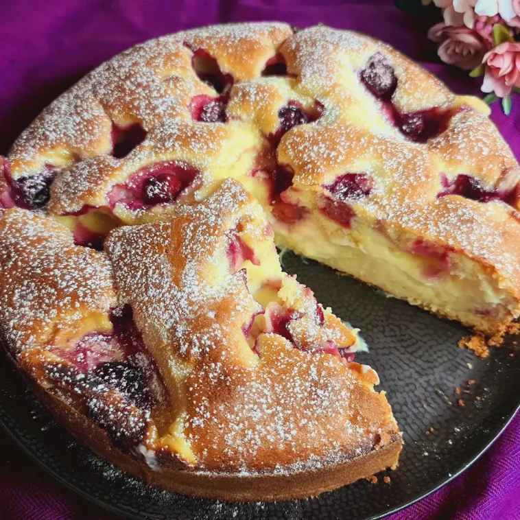 Blitz Kirschkuchen mit Vanillepudding Rezept