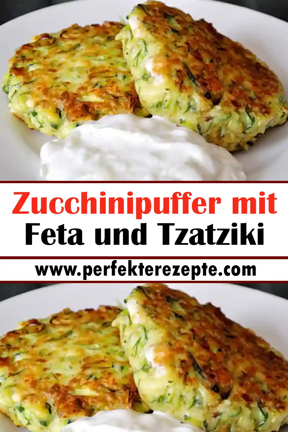 Fluffige Taler zum Eintunken: Zucchinipuffer mit Feta und Tzatziki Rezept