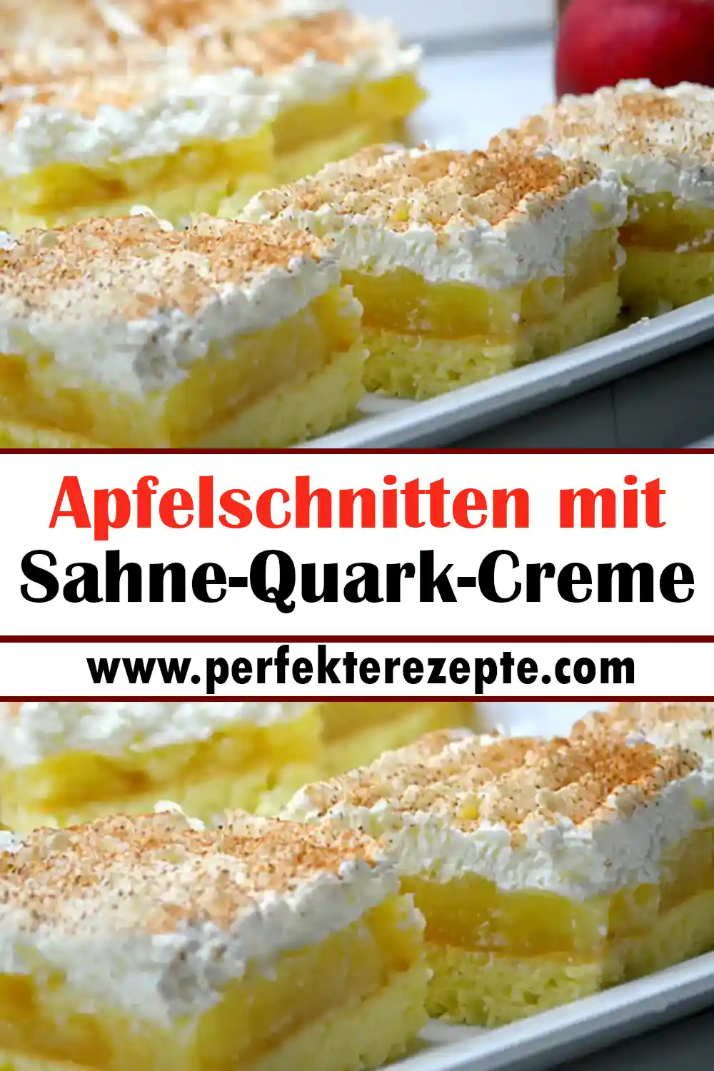 Purer Genuss: Apfelschnitten mit Sahne-Quark-Creme Rezept