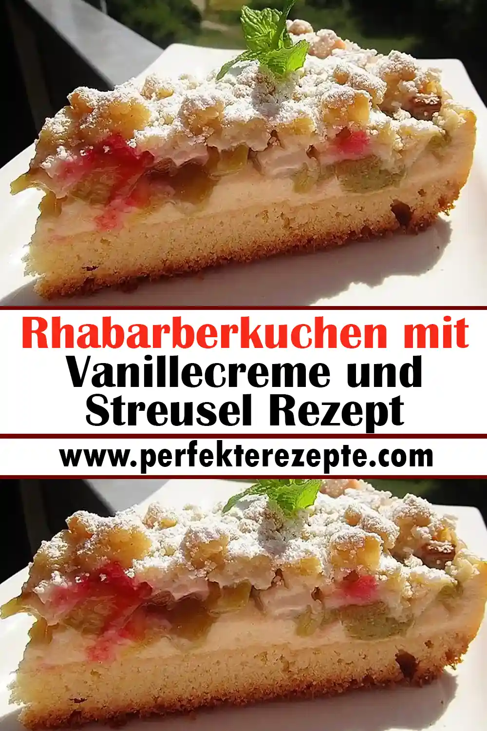 Rhabarberkuchen mit Vanillecreme und Streusel Rezept
