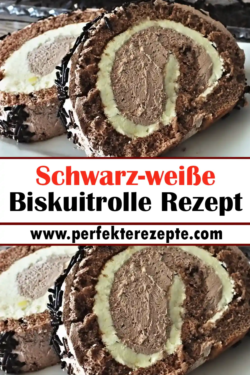 Schwarz-weiße Biskuitrolle Rezept