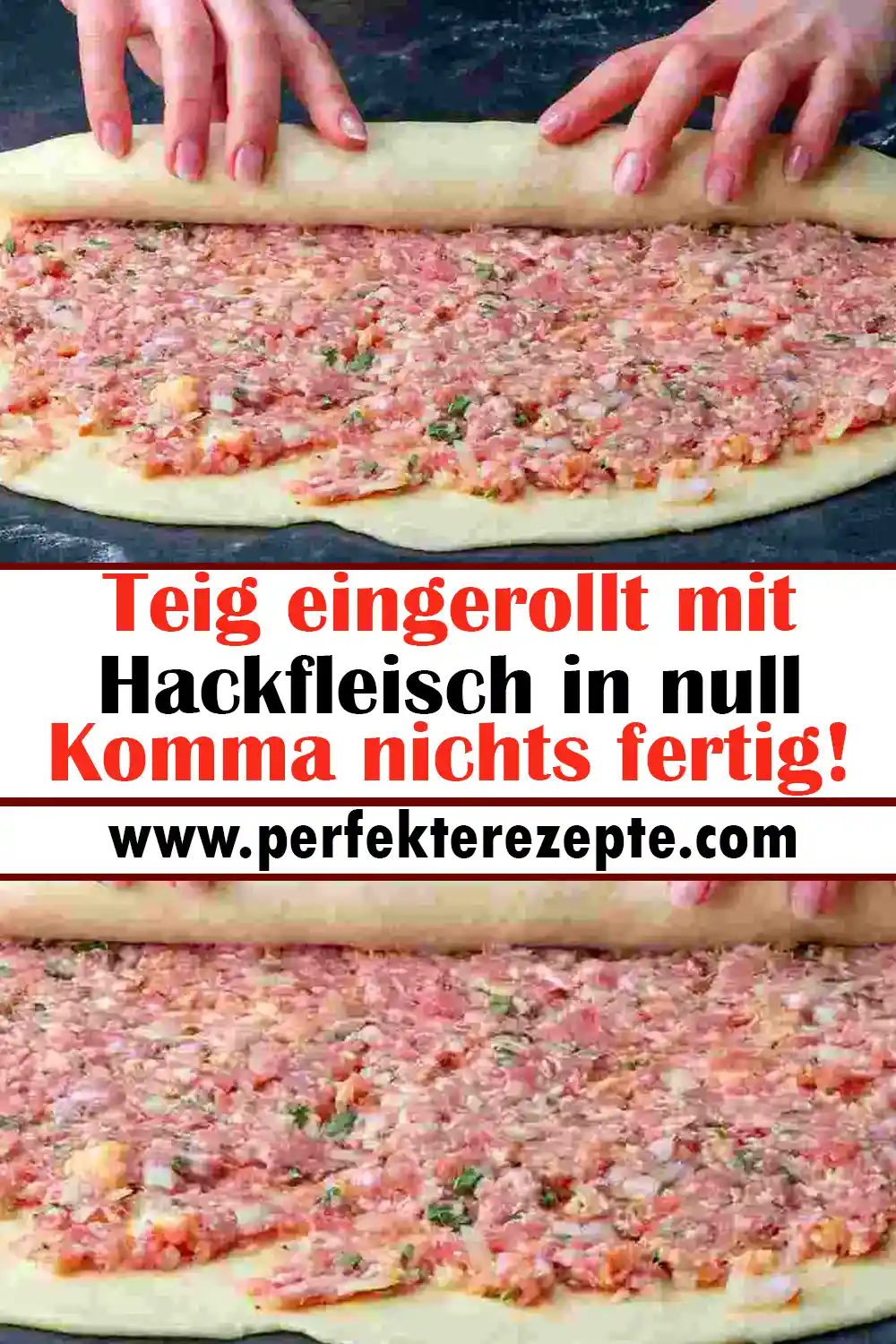Teig eingerollt mit Hackfleisch Rezept in null Komma nichts fertig!