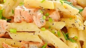 Zitronige Penne mit Lachs und Lauch Rezept