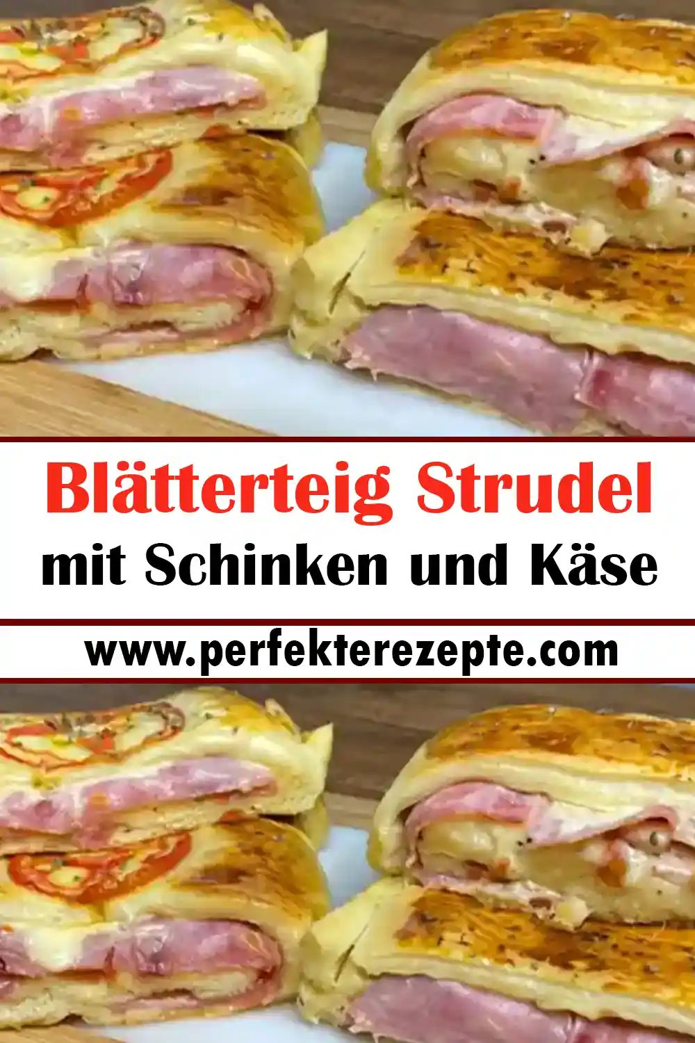 Blätterteig Strudel mit Schinken und Käse