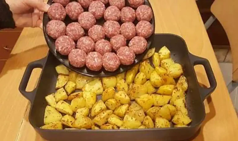 Hackbällchen Mit Kartoffeln Aus Dem Backofen Rezept