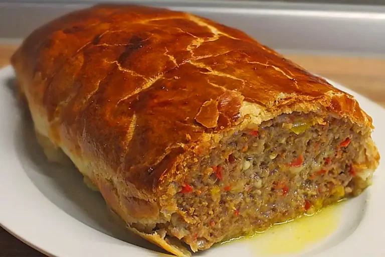 Käse - Hackbraten in Blätterteig Rezept