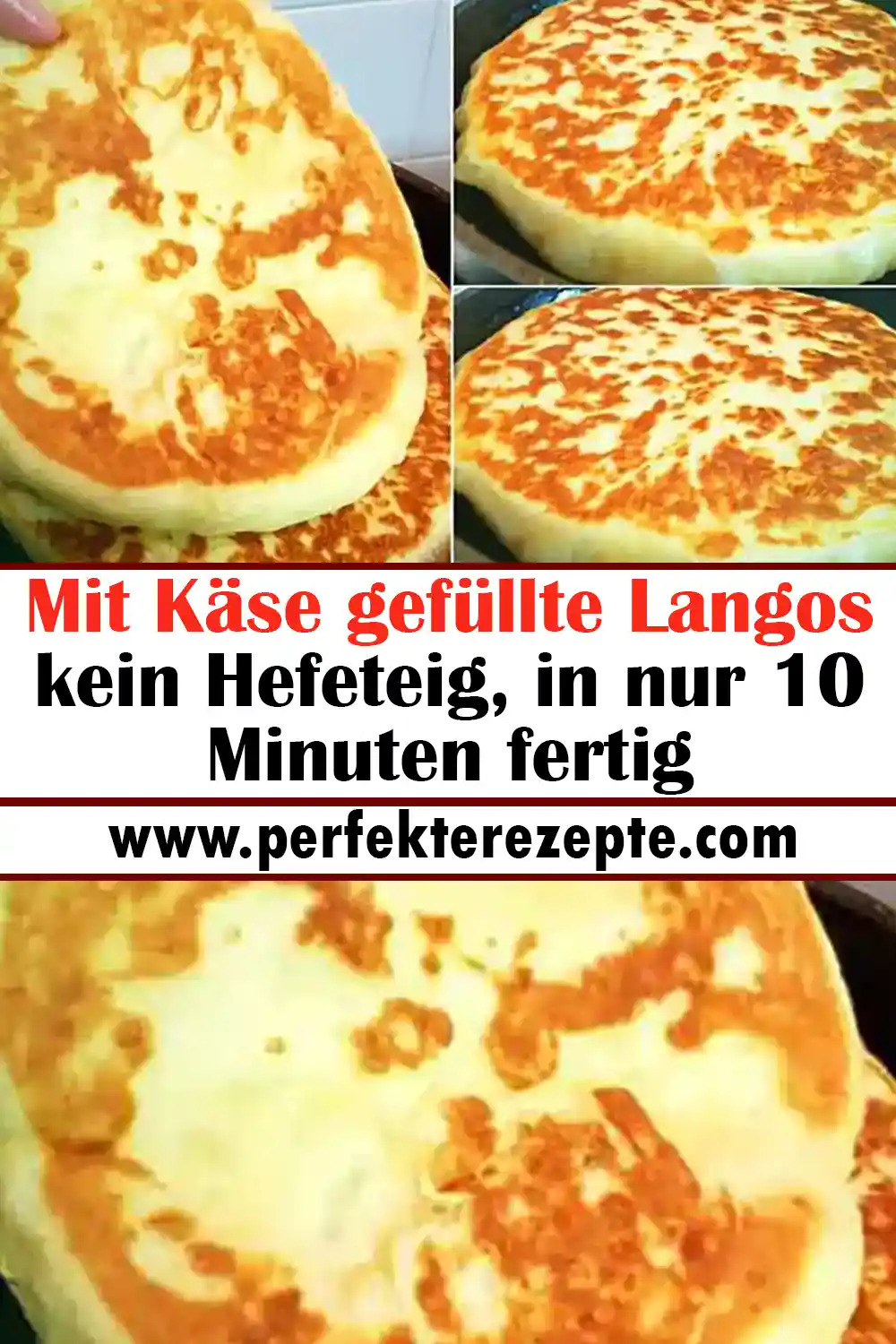 Mit Käse gefüllte Langos Rezept kein Hefeteig, in nur 10 Minuten fertig