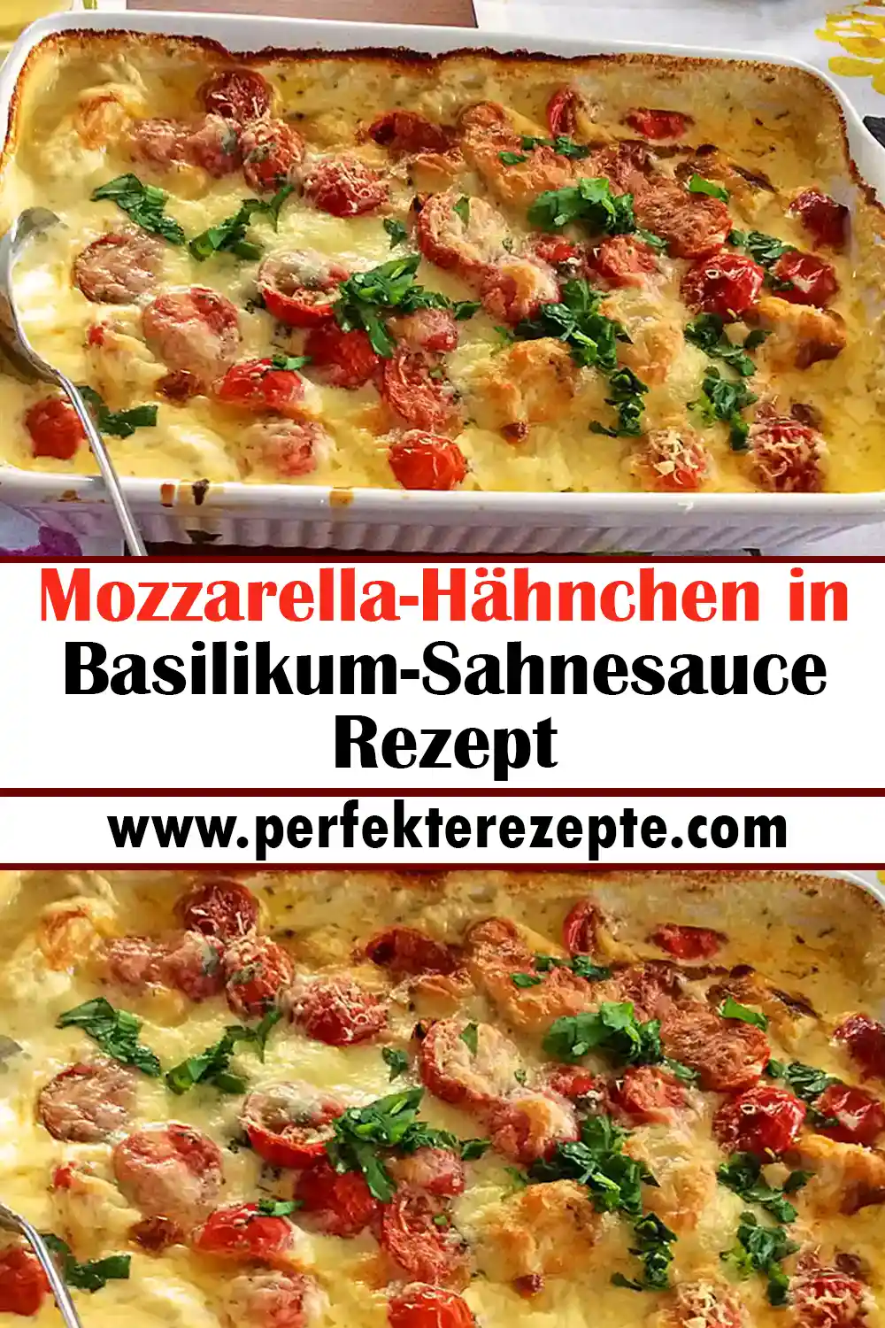 Mozzarella-Hähnchen in Basilikum-Sahnesauce Rezept