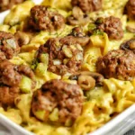 Nudeln mit Pilzsoße und Hackbällchen Rezept